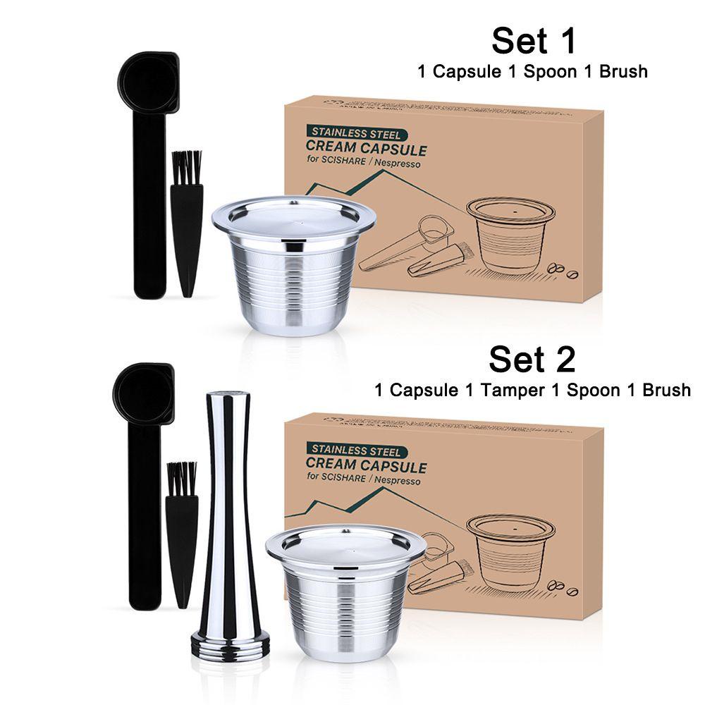 TOP Coffee Capsule Home Espresso Coffee Tamper Sendok Brush Reusable Pods Untuk Scishares