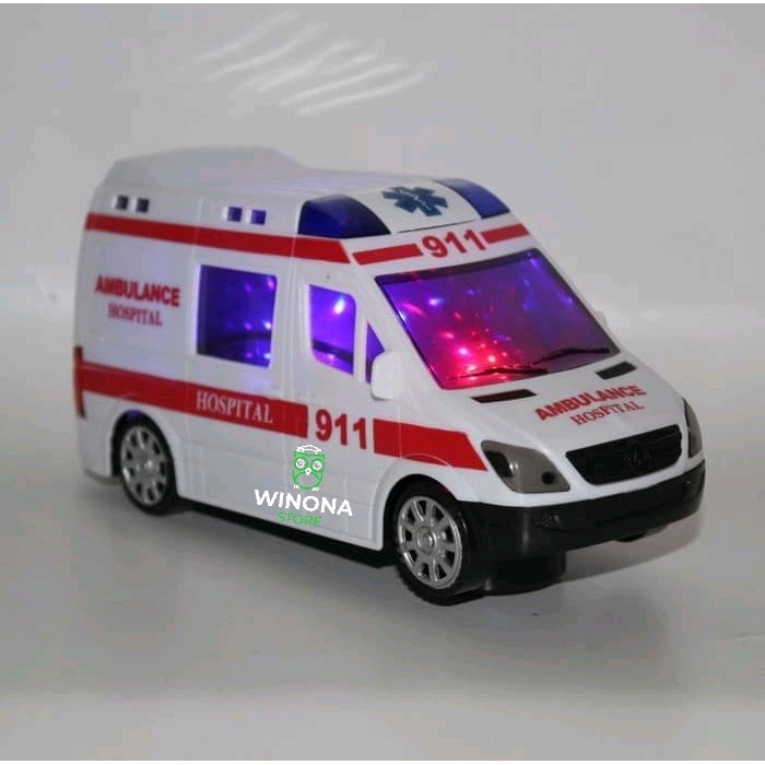 Mainan Anak Mobil Ambulance Hospital 3D Resque Force 911