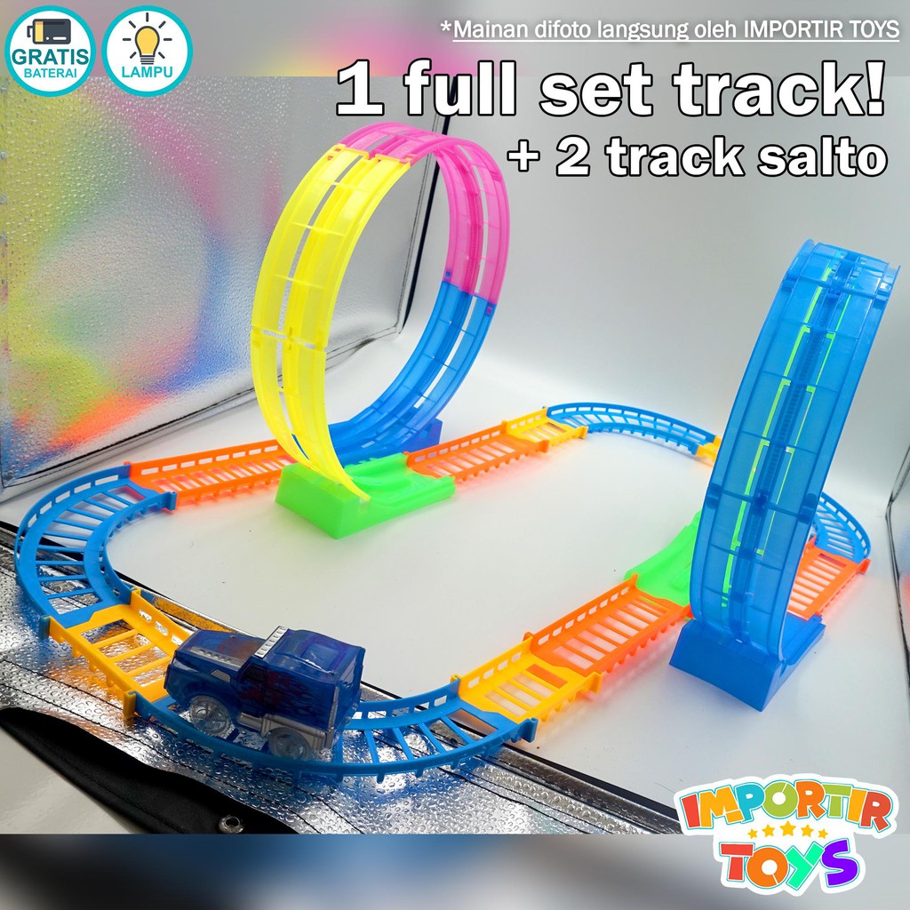 Mobil Mainan GLOW IN THE DARK DIY Track Set Anak Edukasi Puzzle Gift (Track King)