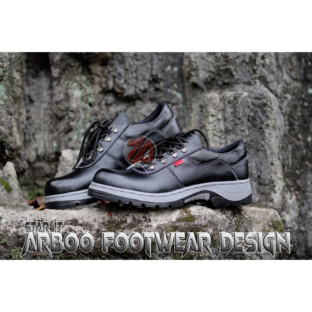 SEPATU STYLE CHEETAH BOOTS SAFETY PRIA ARBOO CH19 UJUNG BESI KULIT SAPI ASLI SEFTY KERJA DINAS PROYE