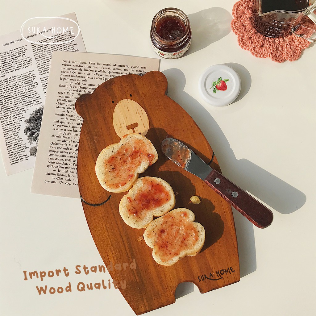 Talenan Kayu Export Quality | Cutting Board | Chopboard | Talenan Masak | Serving Board Alas Pemotong Props Foto Model Beruang Lucu ala Korea