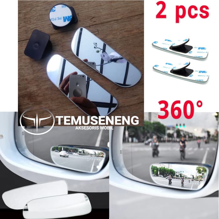 2 Pcs Blind Spot Mirror Car Kaca Cermin Tambahan Spion Mobil Putar Ori Dilengkapi Doubletape