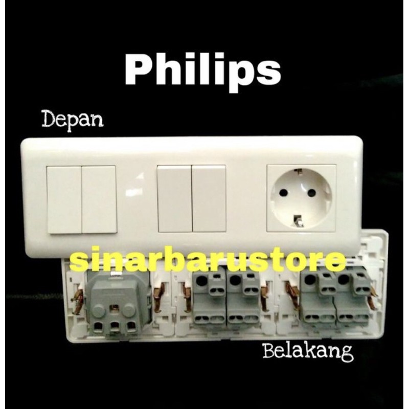 Double/Dua Saklar Seri + Stop Kontak Arde IB/Tanam "Philips"