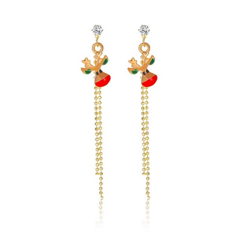 Sexy Women  Christmas Serial  Golden Tassal  Earrings Jewlry   Accessories