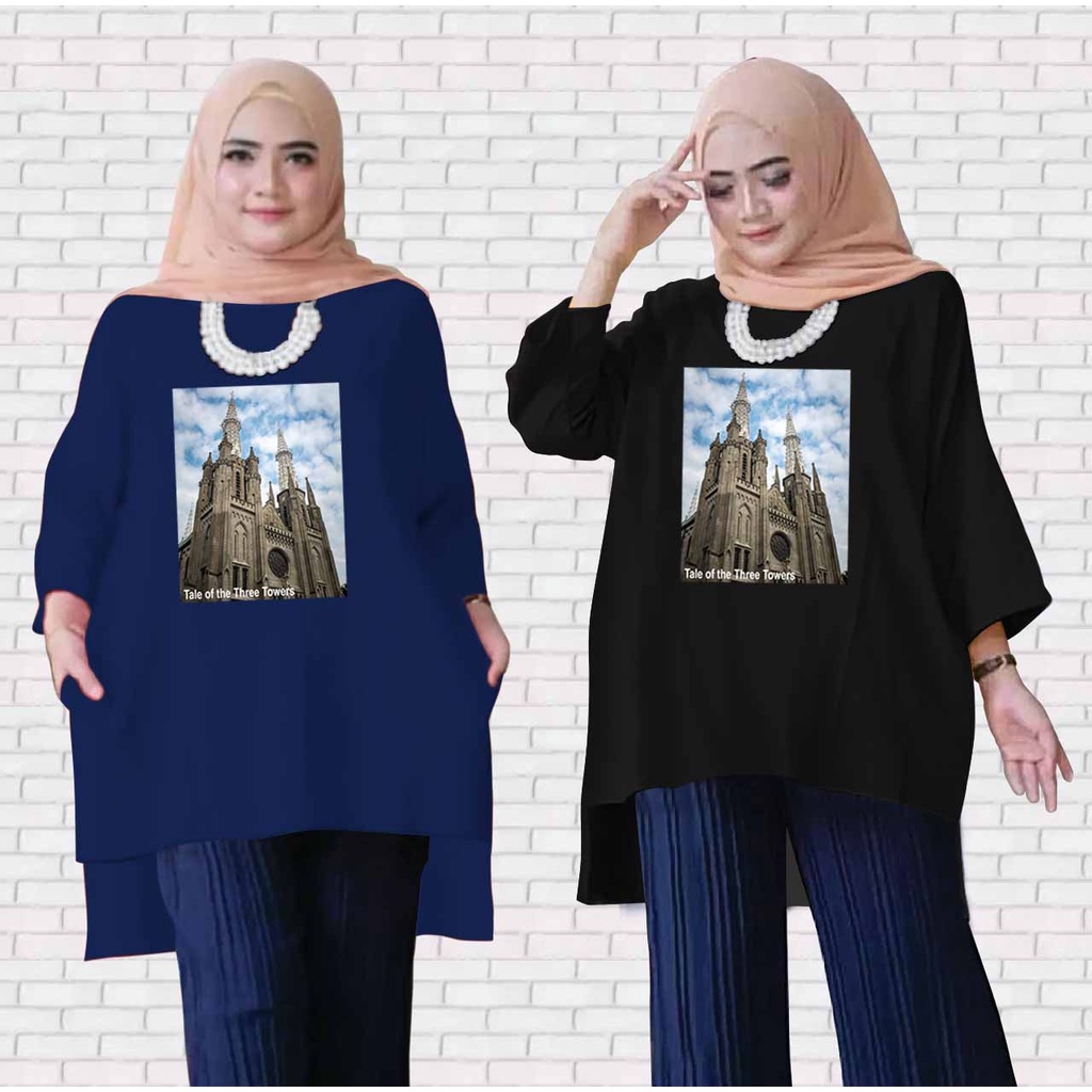 TUNIK KAOS WANITA JUMBO THREE TOWER LD 130