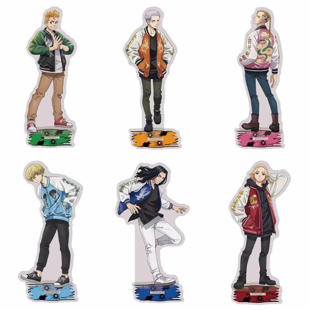 Lanfy Tokyo Revengers Anime Kartun Anime Fans Hadiah Sano Manjiro Hanagaki Takedao Ken Desktop Standing Card Ryumiya Dekorasi Figure Model Plat