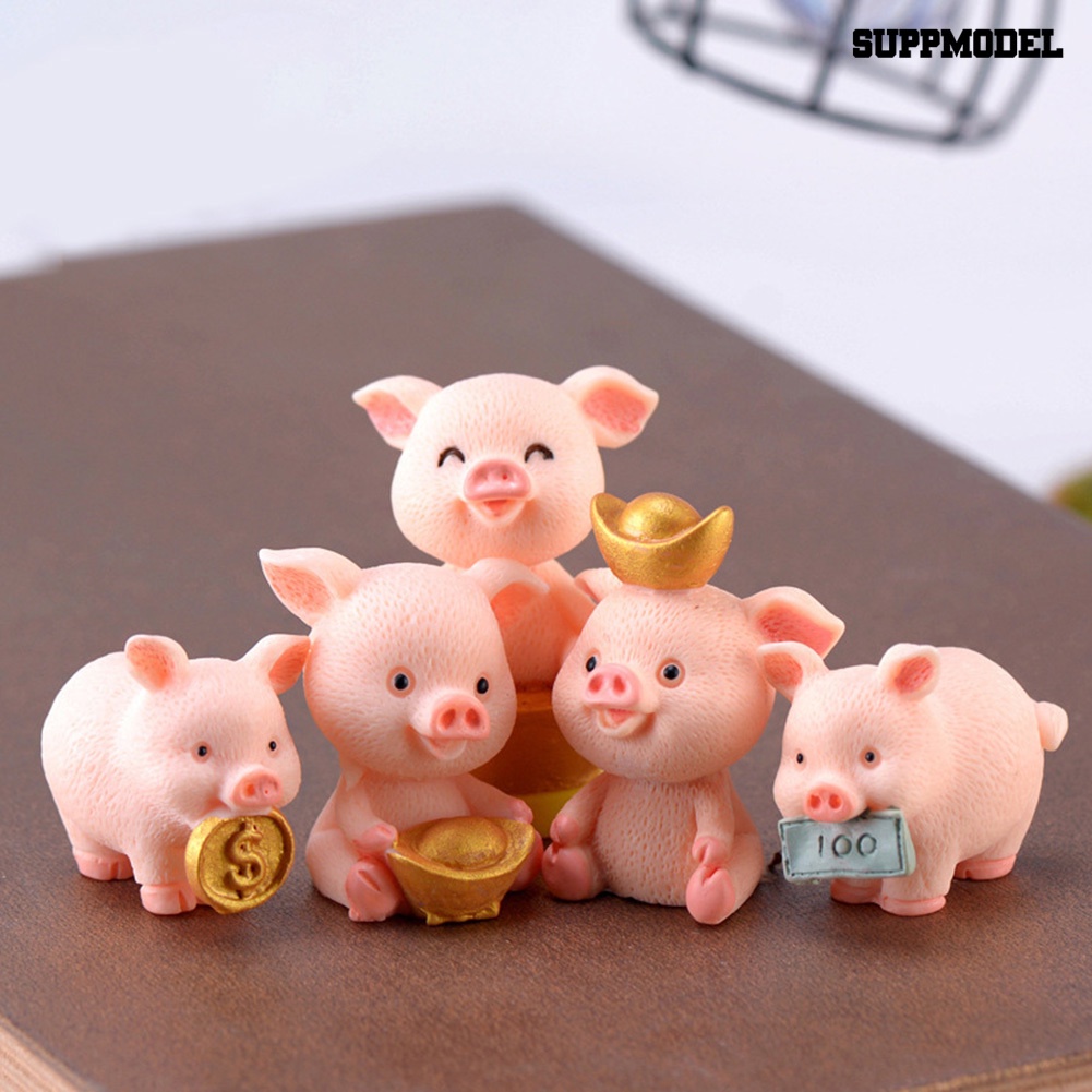 Ornamen Miniatur Babi Keberuntungan Bahan Resin Untuk Dekorasi Taman