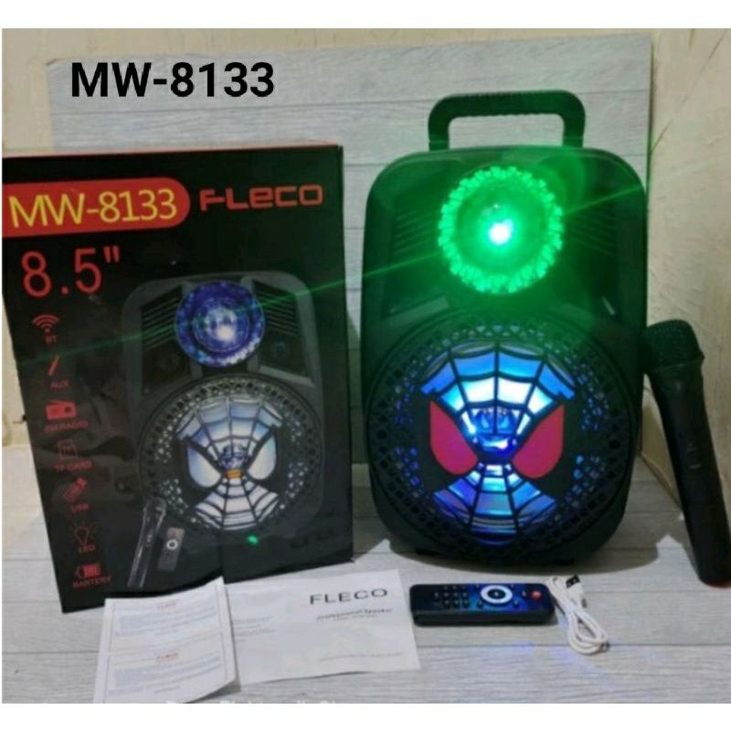 Speaker Bluetooth Fleco 8133 8.5 Inchi Bonus Mic Wireless Dan