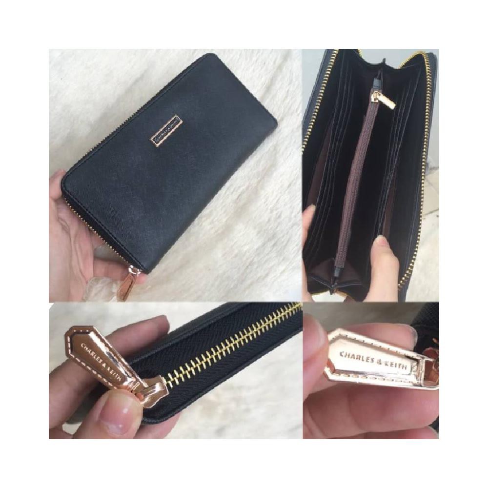 Tas dompet wanita cewek branded import charles and keith CK zip wallet