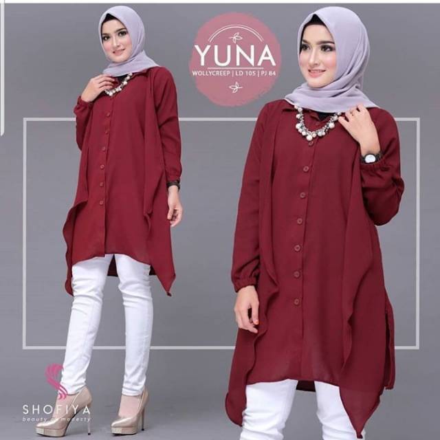 Yuna tunik marun / tunik polos / tunik wanita dewasa / tunik lucu