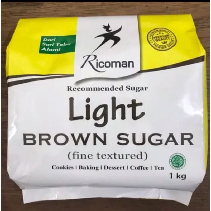 

Ricoman Light brown sugar kemasan 1kg