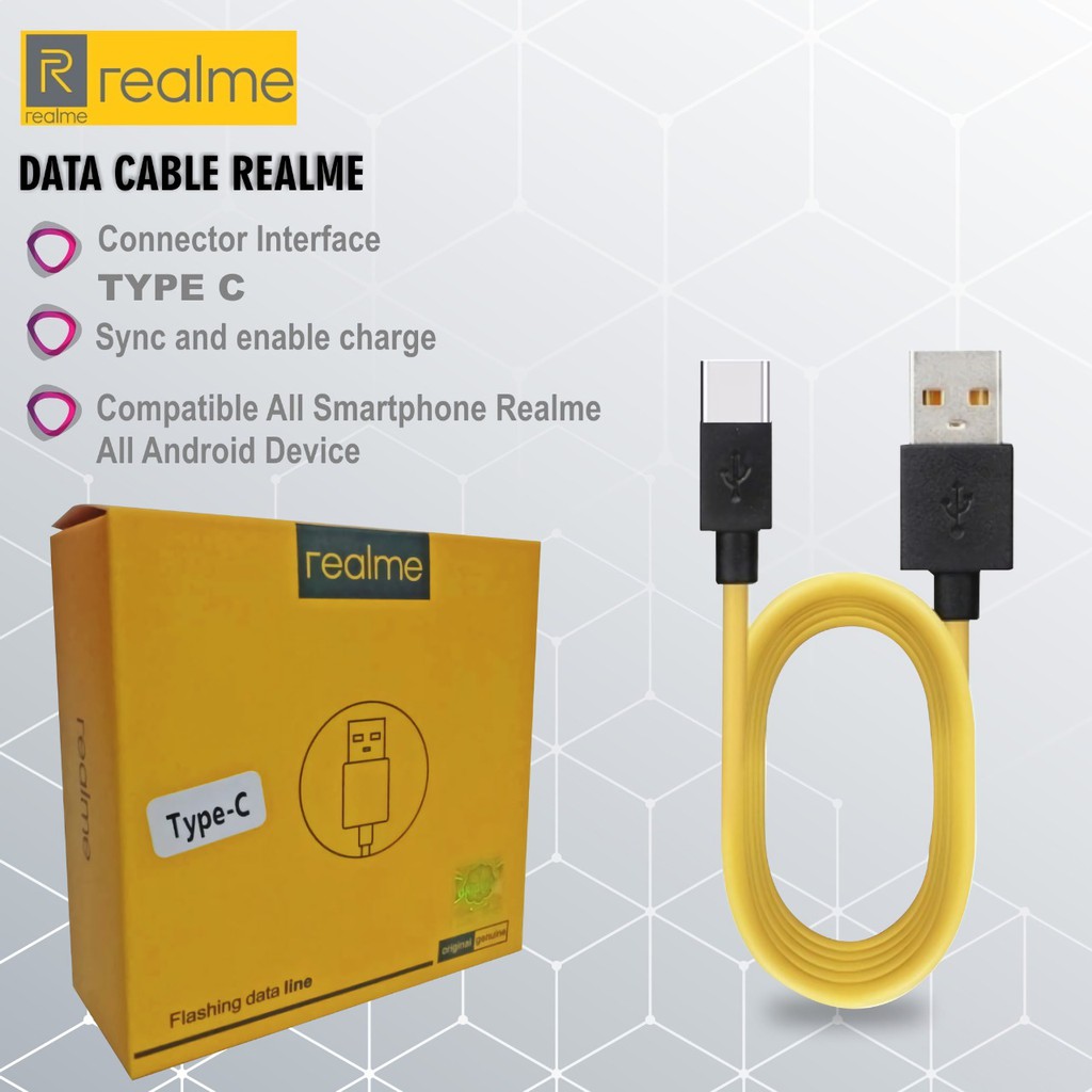 Kabel Data Realme X X2 X3 7 7I 7PRO C17 C15 C21 C25 TIPE C USB FASTCHARGING VOOC