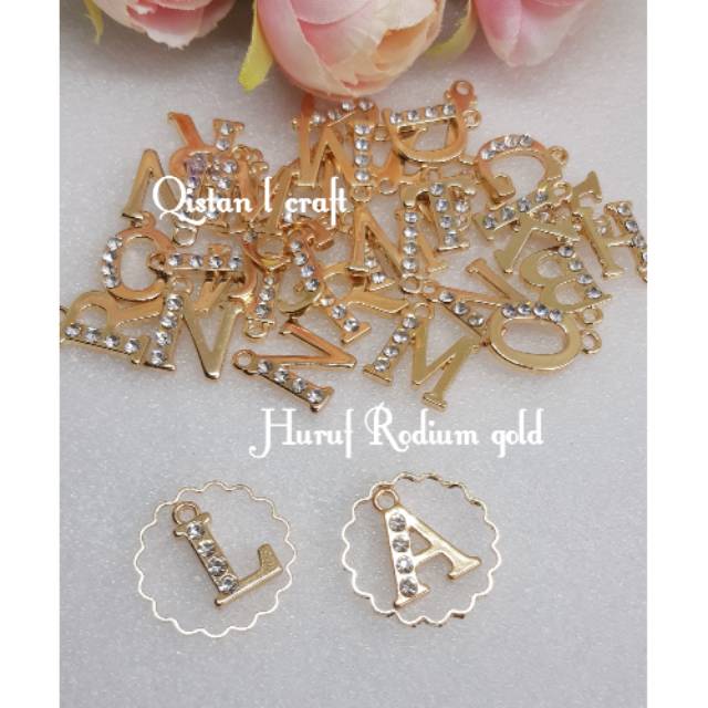 Huruf rodium gold 1pcs