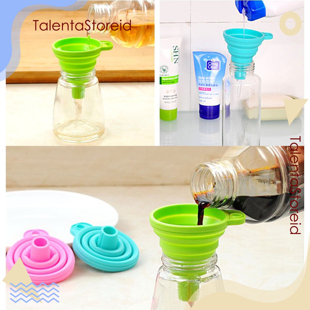 Corong Air Water Silicone Minyak Oil Flexible Lipat Corong Portable Silikon Foldable