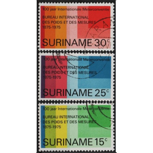 

Perangko Filateli A4-138 suriname VFU 3v 25.07.1975 The 100th Anniversary of metre convention