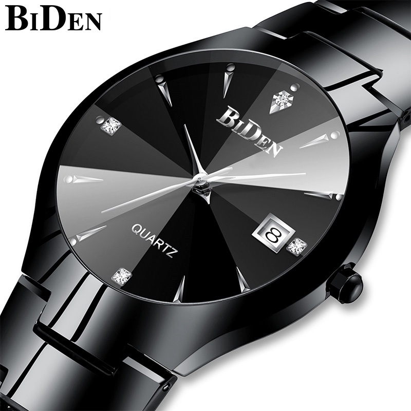 Biden 0104 Jam Tangan Pria Wanita Analog Tanggal Stainless Steel Band Calendar Quartz Watch Original Water Resistant 30 Meter