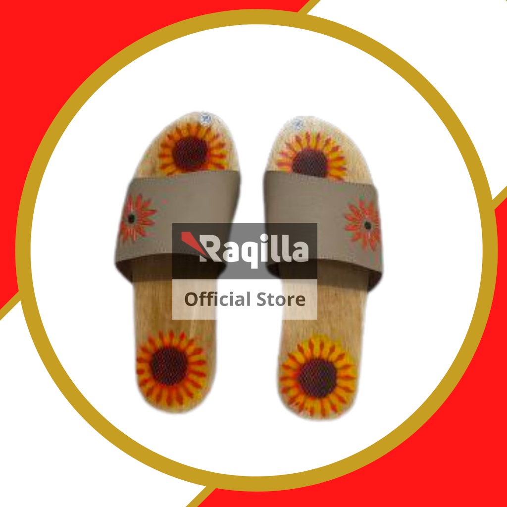 Sandal wanita selop motif bunga matahari Slide wanita dari Raqilla Shop