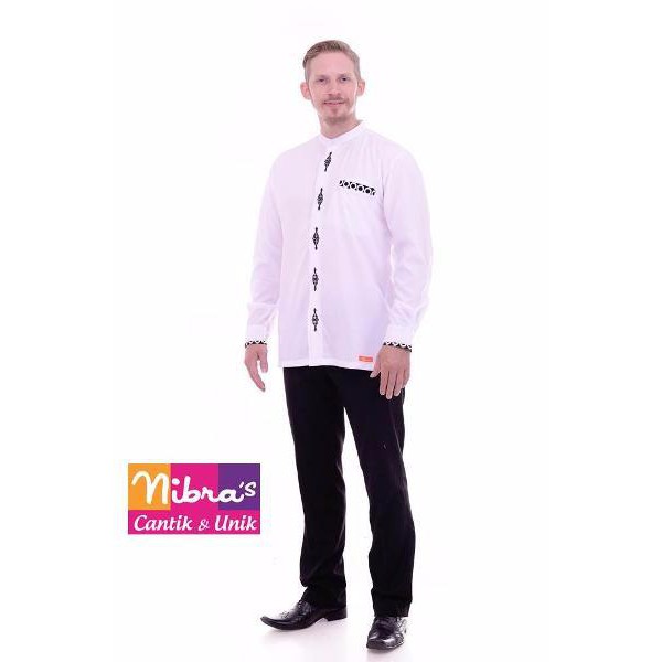 Baju Koko Lengan Pendek Nibras NSK 46 Putih Koko Murah Baju Koko Terbaru