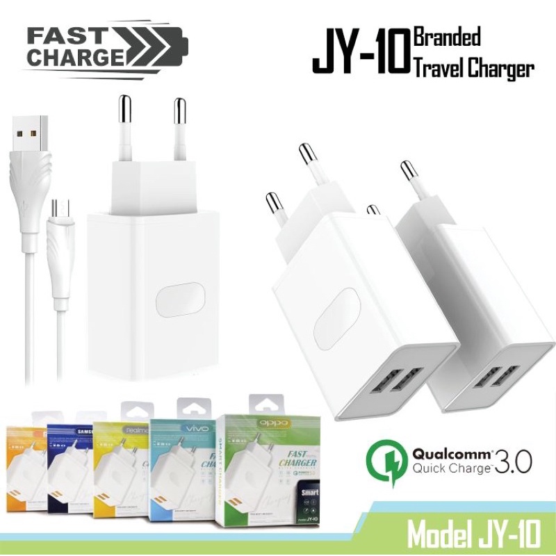 PROMO CHARGER BRAND JY10 2USB KABEL MICRO SAMSUNG