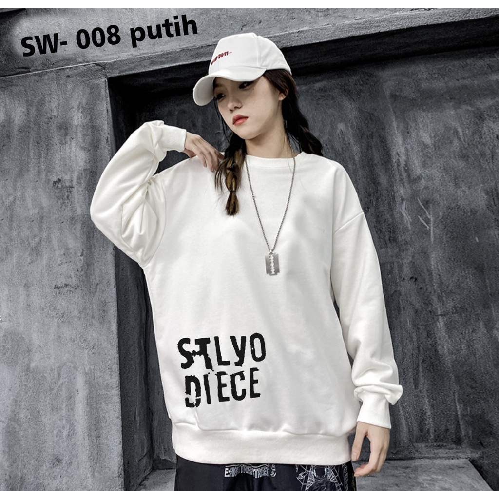 Sweater Oversize Fleece Tebal CREWNECK Wanita bisa COD SW9