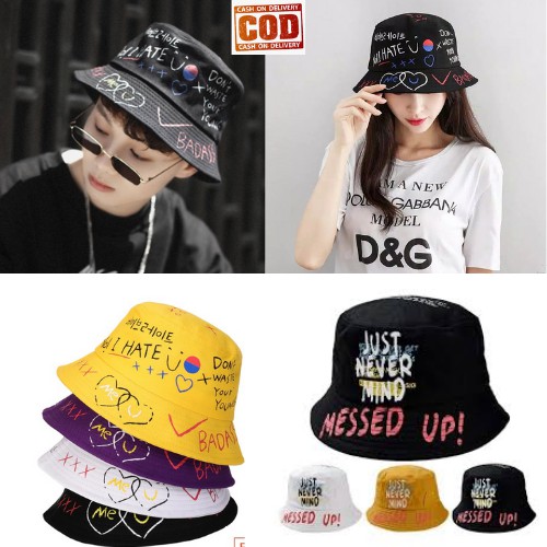 8.8 SALE TERMURAH TOPI BUCKET HAT KOREA LAKI CEWE SABLON BADAS BOLAK BALIK PANTAI FISHERMAN HS