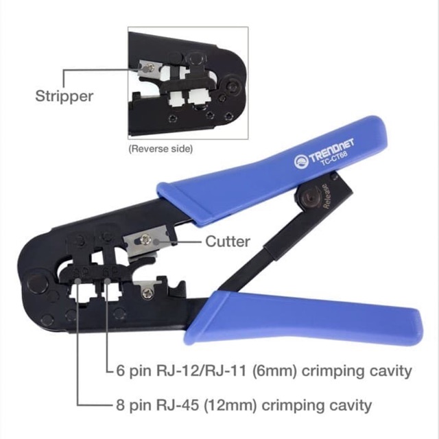 Trendnet Crimping Tool TC-CT68 Alat Tang Krimping cat.5e RJ45 RJ11 | kriping untuk pasang konektor LAN