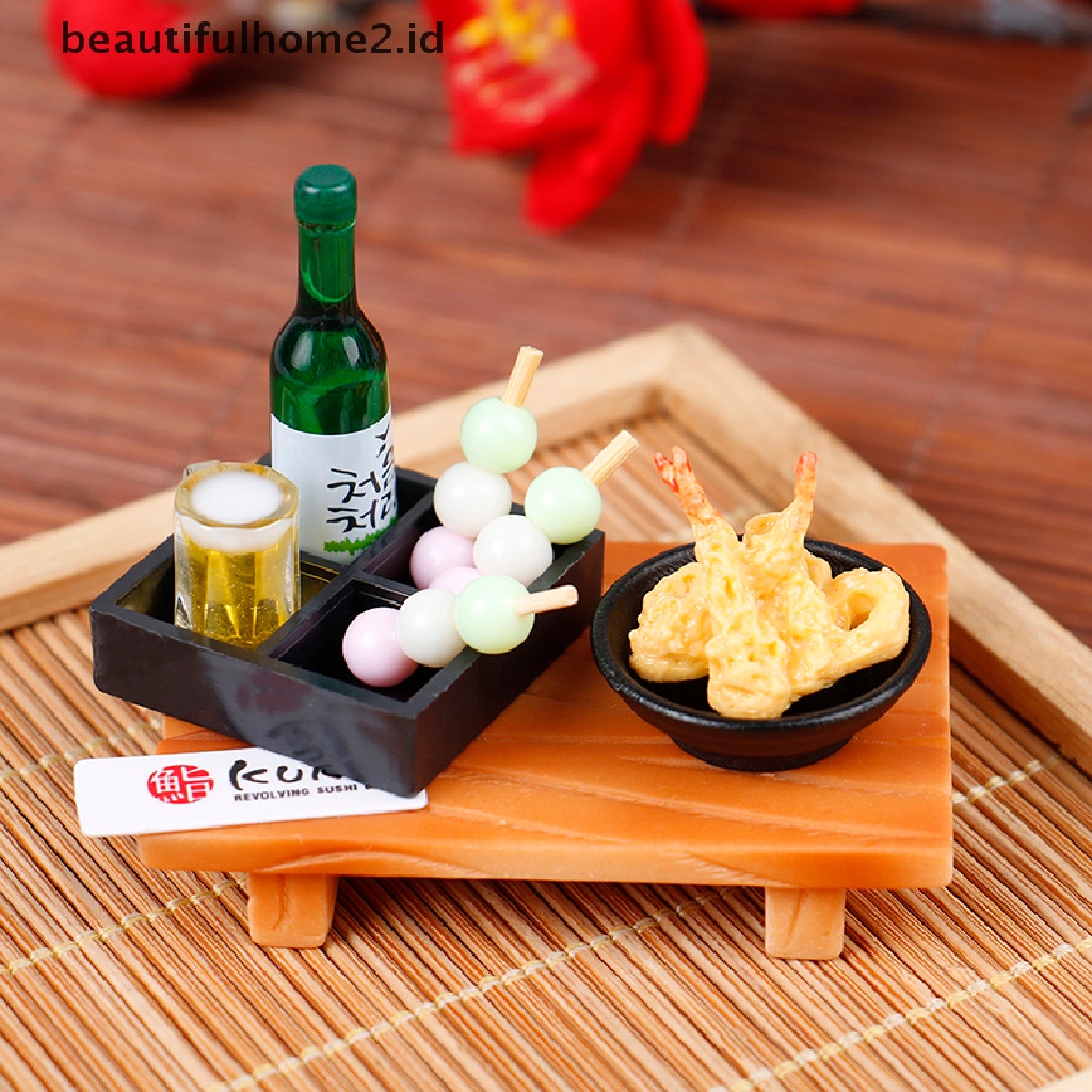 (Beautifulhome2.Id) 1 Set Mainan Miniatur Sushi Jepang Untuk Aksesoris Rumah Boneka
