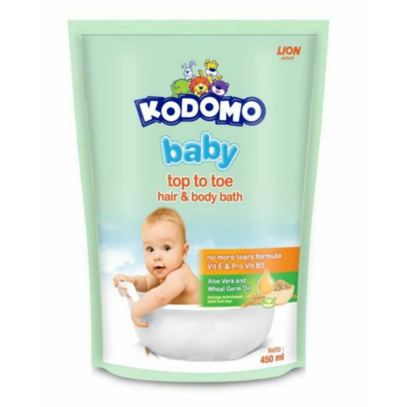 Kodomo Top to Toe Wash 450ml Sabun Shampo Bayi 2in1 Hair &amp; Body Refill