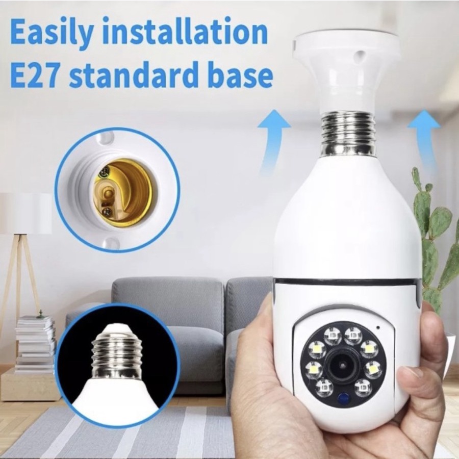 KAMERA CCTV LAMPU TANPA WIFI OUTDOOR 360 DERAJAT BOHLAM BISA SAMBUNG HP JARAK JAUH SPY CAM JS155