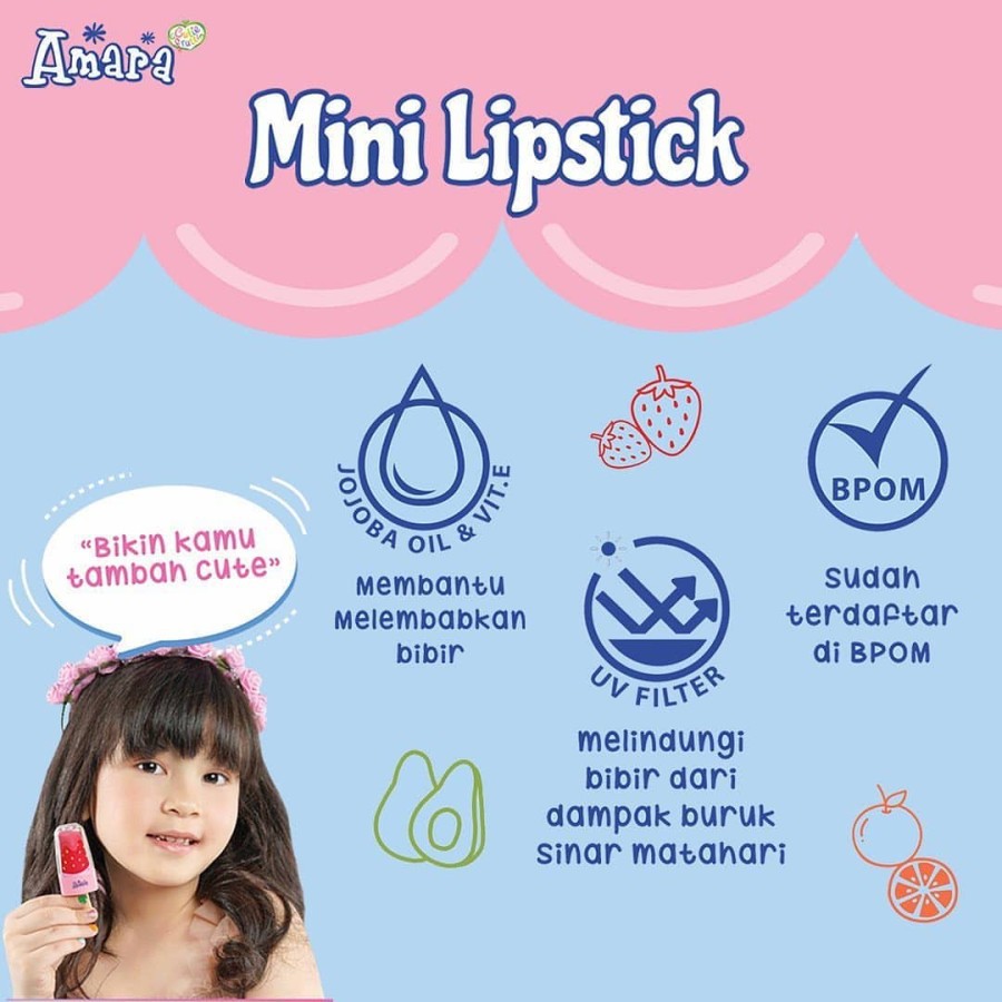 ❄️MATCHA❄️ AMARA MINI LIPSTICK - KOSMETIK UNTUK ANAK-ANAK BPOM ORIGINAL