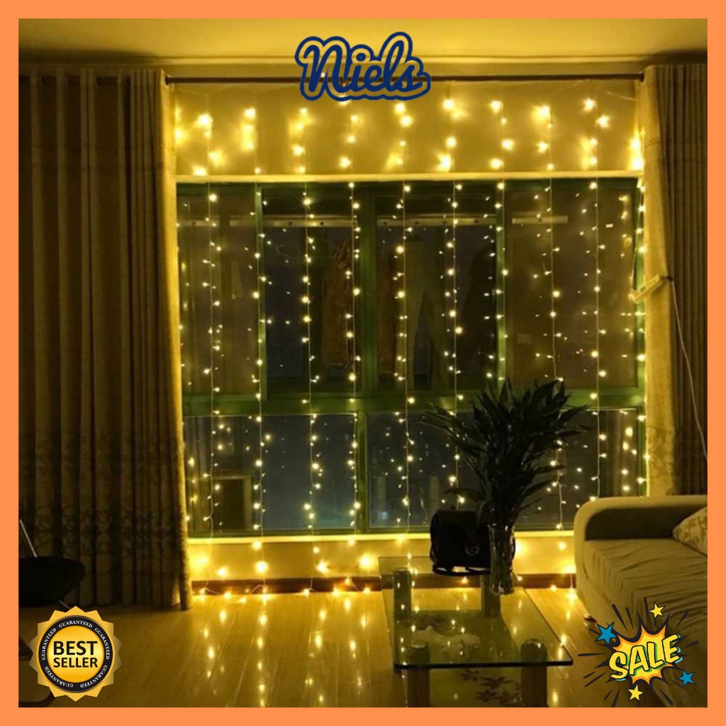 Lampu Hias Dekorasi Tirai Gantung Gorden Wedding Light 3x3Meter