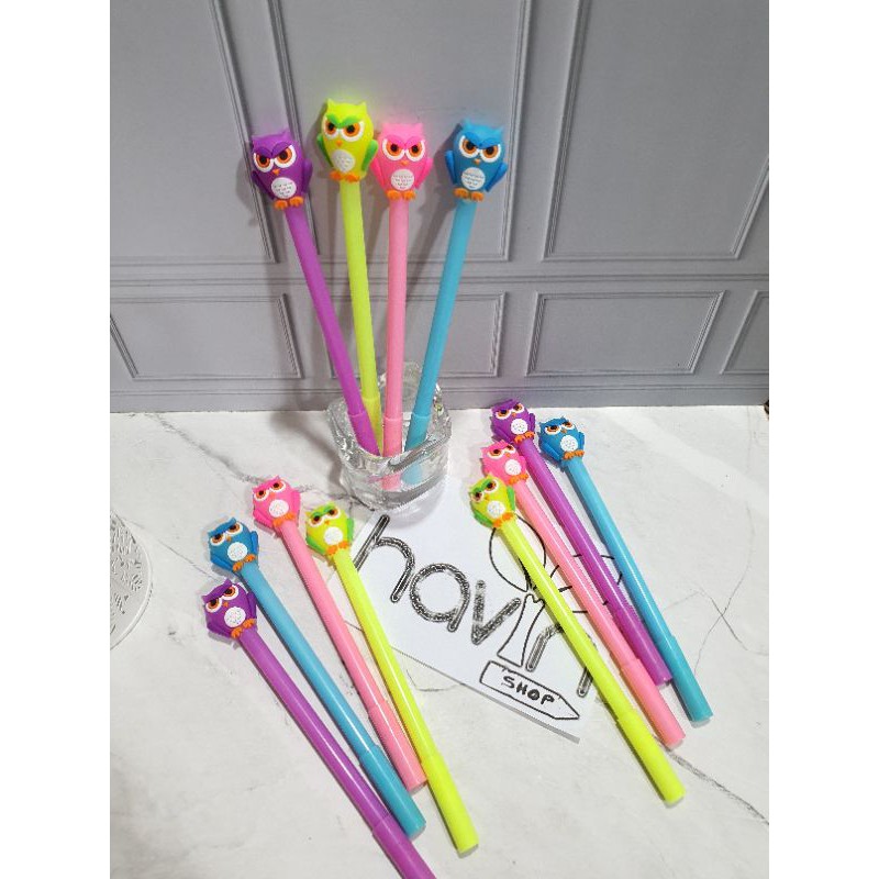 (12pc) pen bisa hapus/pen gel hapus/erasable pen/pen hapus lucu fancy-OWL