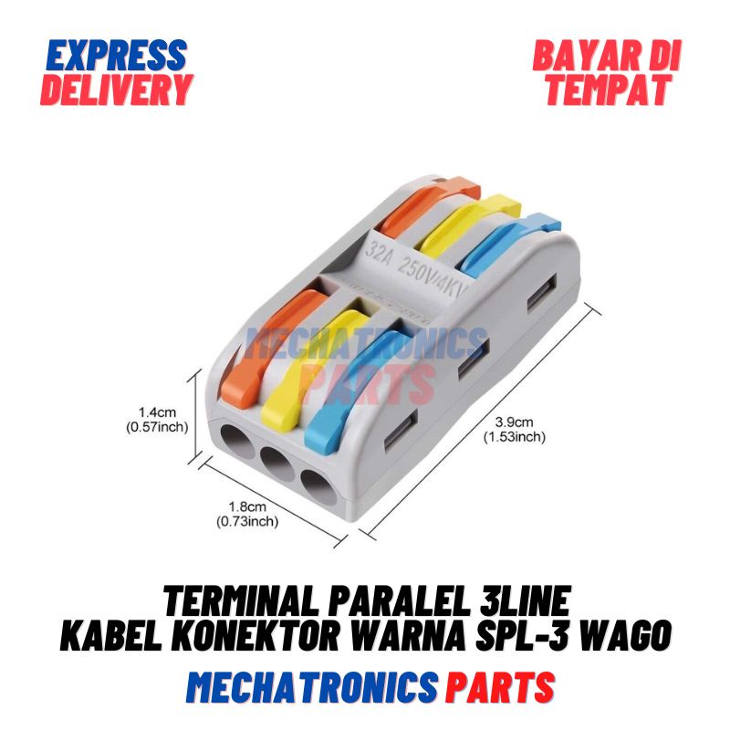 Terminal Paralel 3Line Sambungan Kabel Konektor Connector Warna SPL-3 Wago