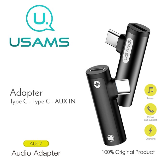 USAMS AU07 T Shape Adapter USB Type C To Audio 3.5mm
