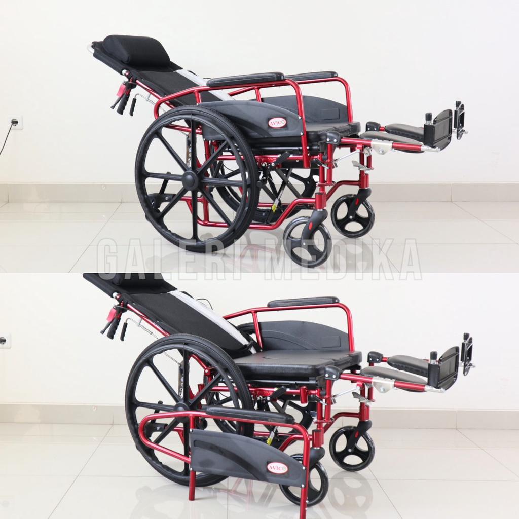 Kursi Roda Avico Zeus 4in1 - Kursi Roda Aluminium Multifungsi (Makan, Berbaring, Selonjoran, BAB, Kursi Roda)