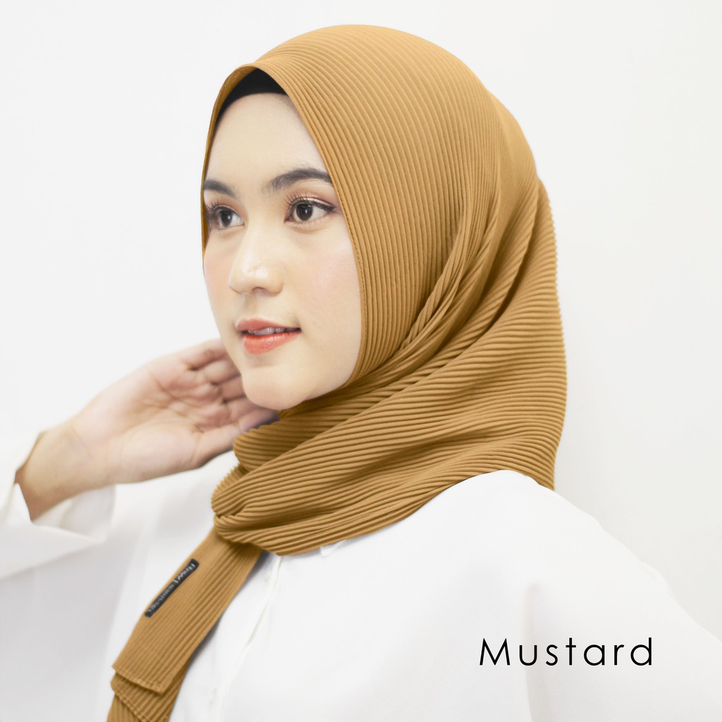 Beli 5 Gratis 1 Pashmina Plisket Cerutty Premium 180 x 75 cm-Mustard