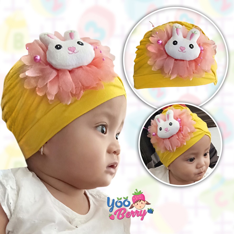 Berry Mart Turban Kaos Bayi Anak Muslim Topi Fashion Bayi Lucu Karakter Rabbit Berry Mart