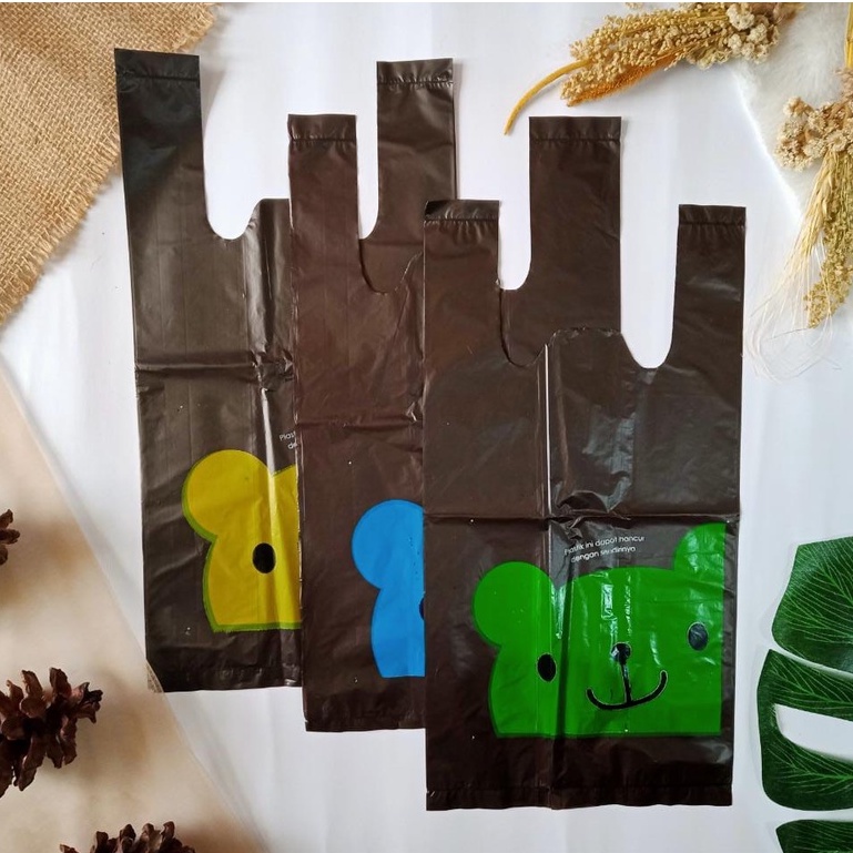 15x24cm Kantong Kresek TEDDY Plastik Olshop Murah Motif Lucu