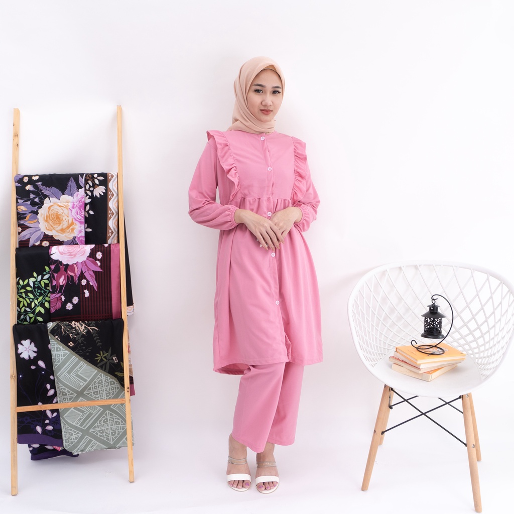 VS - ONE SET ADIRENA REMPEL DAILY TUNIK SET CREPE PREMIUM WANITA MUSLIM