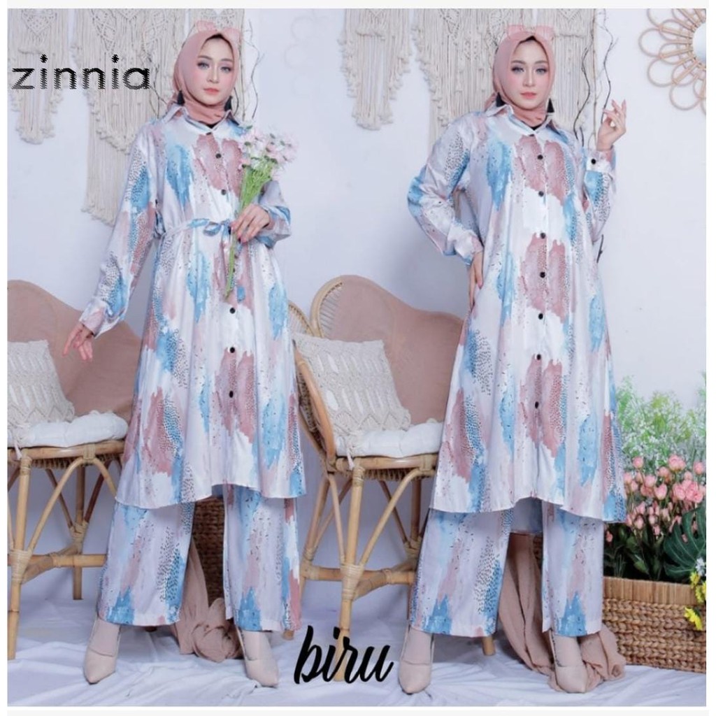 MODEL BARU)SIZE S-M,L,XL/ SETELAN TUNIK ZINNIA/LONG TUNIK RAYON/SET BAJU SETELAN WANITA/SIZE JUMBO