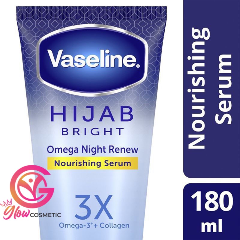 VASELINE HIJAB BRIGHT OMEGA RENEW NOURISHING NIGHT SERUM 3X OMEGA-3 + COLLAGEN 180ML