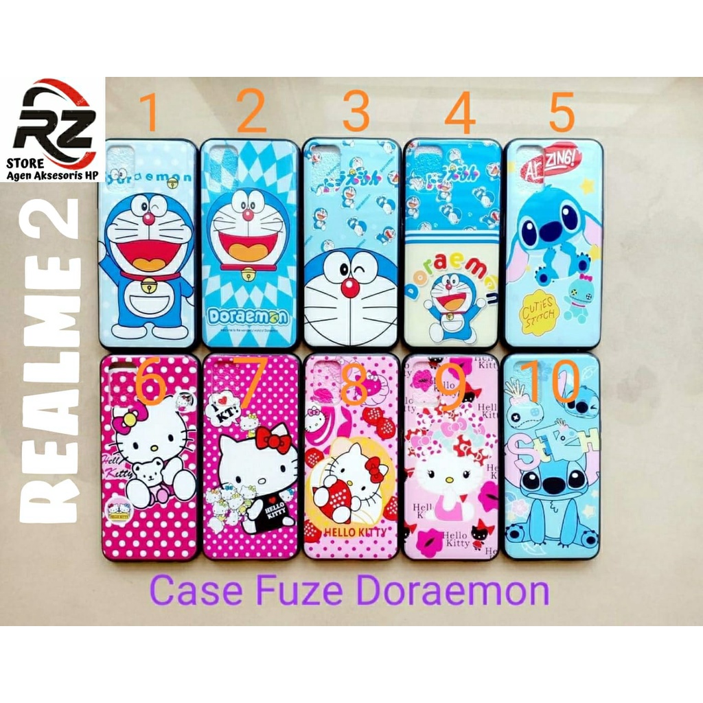 CASE FUZE KARAKTER DORAEMON, HELLO KITTY, STITCH REALME C3 C15 C17 7I CASING  HARD CASE SILIKON LUCU