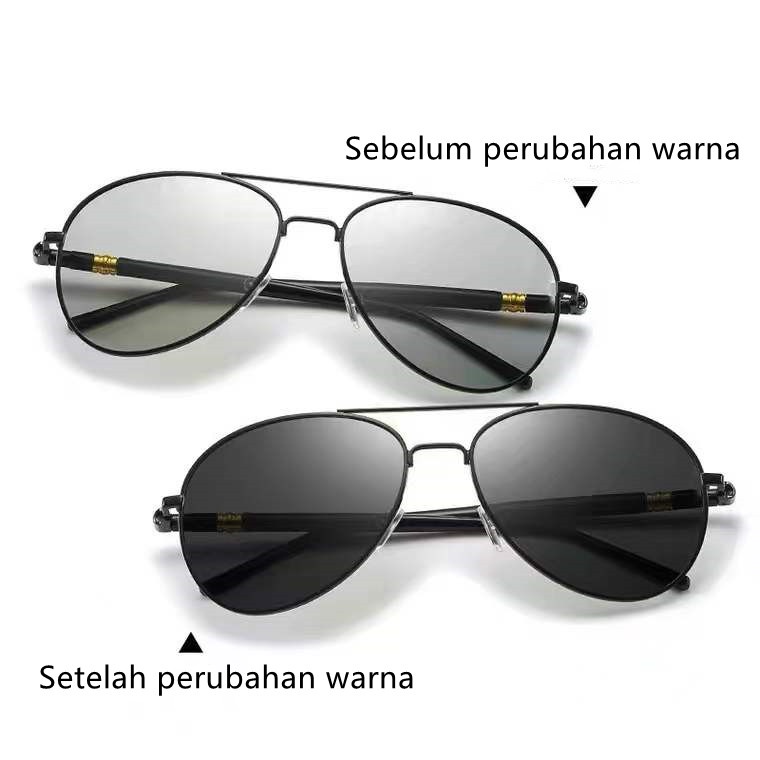 Kacamata Polarized Pria untuk Menyetir  Photocromic Siang Malam Kualitas import Premium sunglass