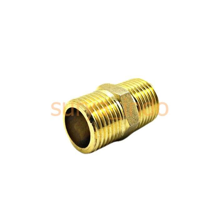 DOUBLE NEPEL KUNINGAN 1/2&quot; X 1/2&quot; DOBEL NIPPLE BRASS FITTING DRAT LUAR