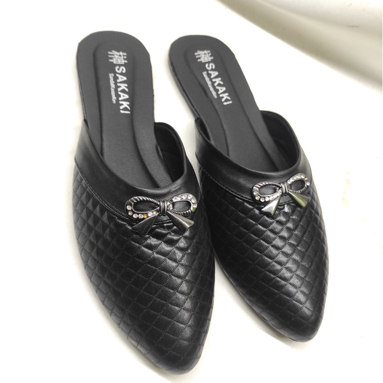 FLATSHOES HITAM POLOS / SLIP ON SELOP FLAT SHOES / SEPATU WANITA MULES MARRY JANE