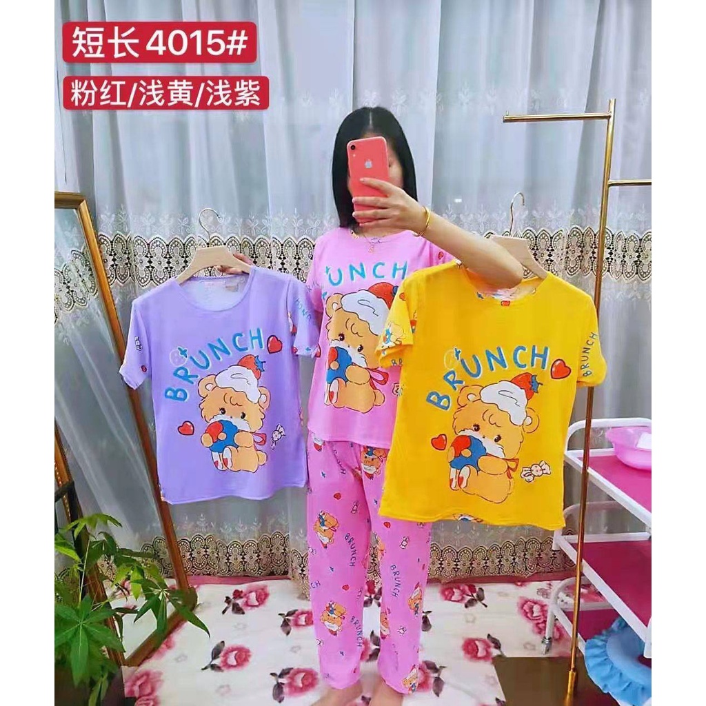 Grosir Baju Tidur Spandex Korea Stelan Dewasa CPHP 3 IN 1 CELANA PANJANG DAN CELANA PENDEK Wanita/Baby doll/Piyama/Murah