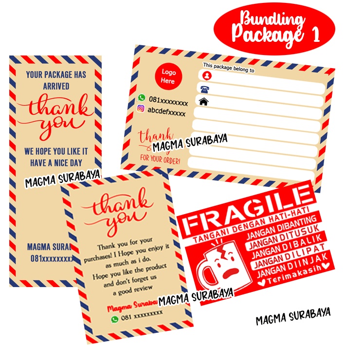 

Promo Ceria jml 100 pcs (Paket Bundling Sticker Kirim, stiker segel,stiker Fragile & Thanks Card)
