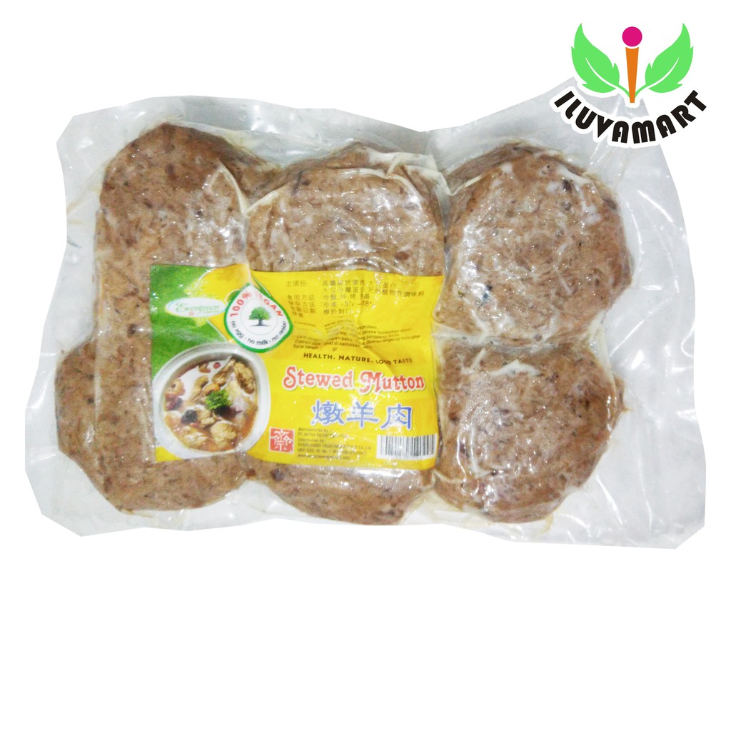 Evergreen Stewed Mutton Jumbo Vegan 900gr isi 6 pcs / Big Dun Yang Rou Daging Kambing Besar Nabati