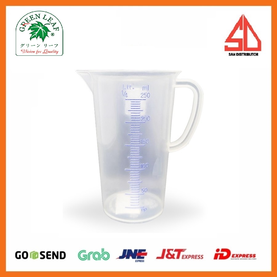 Gelas takaran air 250mil / gelas ukur plastik greenleaf 1828