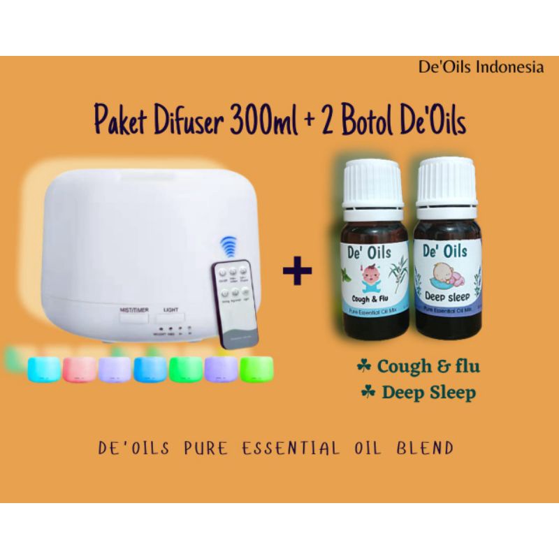 De'Oils Paket Difuser + Essential Oil Murni Berkualitas Pure Essential Oil Aromateraphy baby